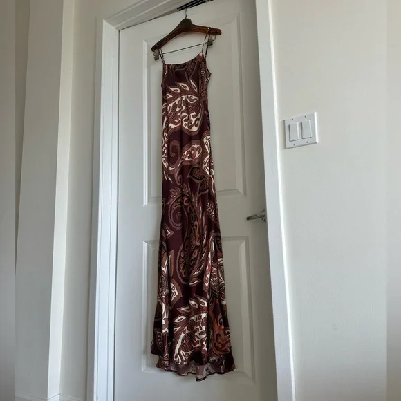 Farm Rio Burgundy Leopard Paisley Maxi Slip Dress - Picture 6 of 8